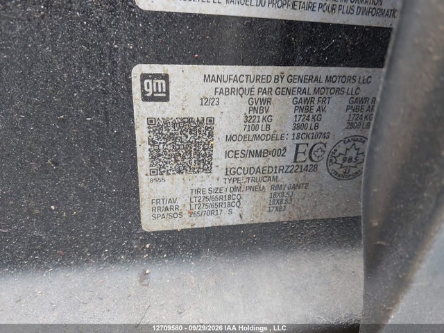 12709580 :رقم المزاد ، 1GCUDAED1RZ221428 vin ، 2024 Chevrolet Silverado 1500 Work Truck مزاد بيع