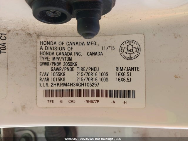 Honda CR-V LX 2016 2HKRM4H34GH105297 Image 9