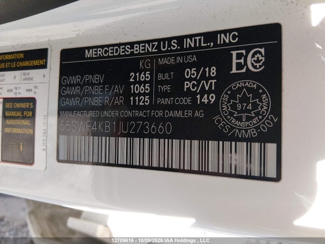 55SWF4KB1JU273660 Mercedes-Benz C 300 4matic