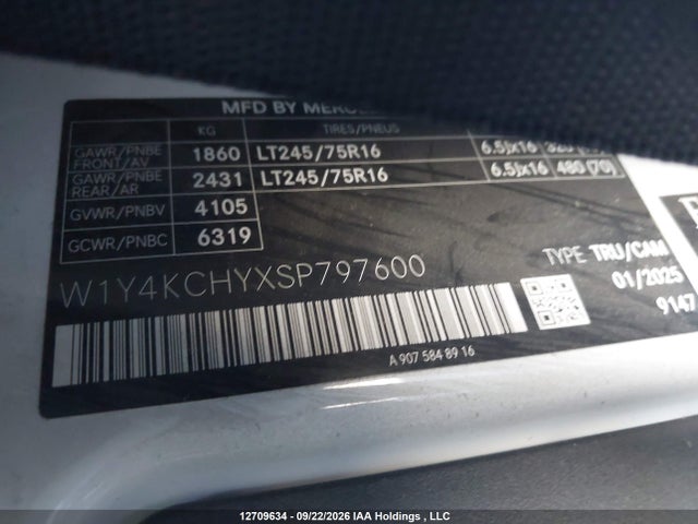 Продаж на аукціоні авто 2025 Mercedes-benz Sprinter 2500, vin: W1Y4KCHYXSP797600, номер лоту: 12709634