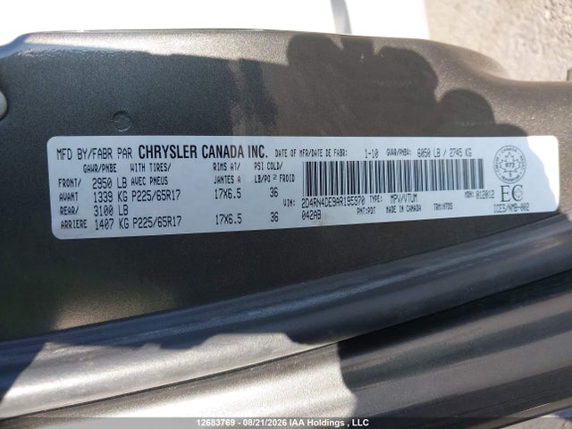 12683769 :رقم المزاد ، 2D4RN4DE9AR195970 vin ، 2010 Dodge Grand Caravan Se مزاد بيع