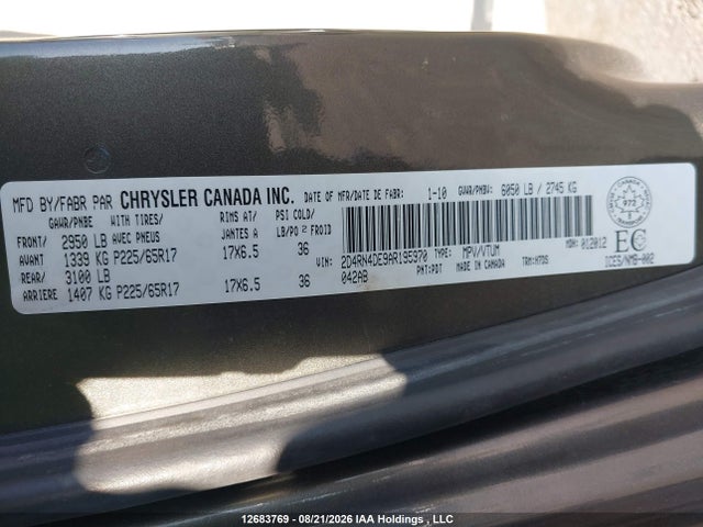 12683769 :رقم المزاد ، 2D4RN4DE9AR195970 vin ، 2010 Dodge Grand Caravan Se مزاد بيع