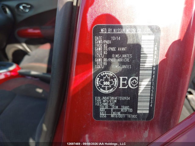 Nissan Juke Sl/sv 2015 JN8AF5MV4FT550934 Image 18