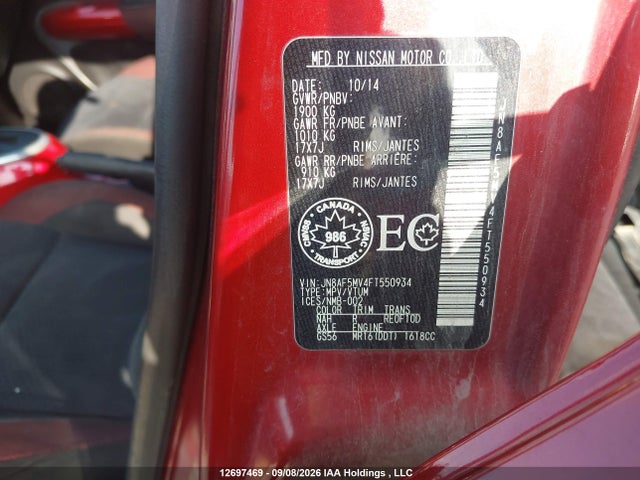 Nissan Juke Sl/sv 2015 JN8AF5MV4FT550934 Image 9