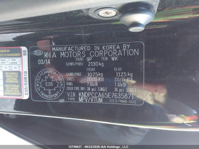 12709637 :رقم المزاد ، KNDPCCA65E7635871 vin ، 2014 Kia Sportage Sx/sx Luxury مزاد بيع