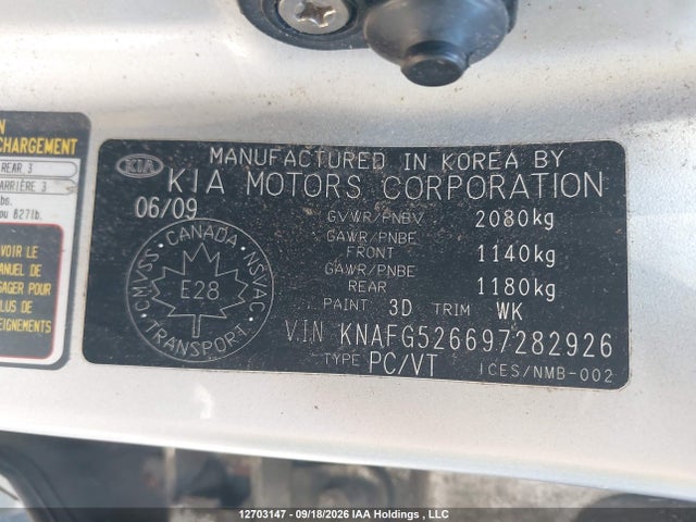 Продажа на аукционе авто 2009 Kia Rondo Ex-v6/ex-v6 Luxury, vin: KNAFG526697282926, номер лота: 12703147