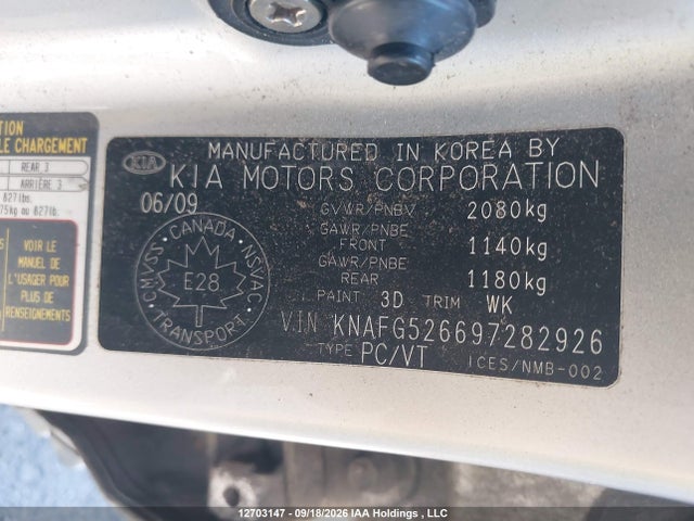 Продажа на аукционе авто 2009 Kia Rondo Ex-v6/ex-v6 Luxury, vin: KNAFG526697282926, номер лота: 12703147
