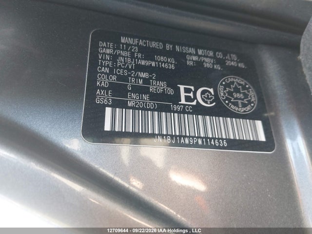 2023 Nissan Qashqai S მანქანა იყიდება აუქციონზე, vin: JN1BJ1AW9PW114636, აუქციონის ნომერი: 12709644