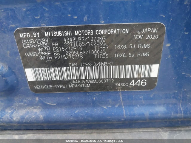 Aukcja sprzedaży 2021 Mitsubishi Rvr Gt/le/se/sel, vin: JA4AJVAW6MU600712, numer aukcji: 12709657