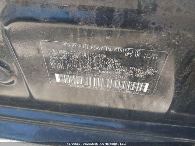 12709660 :رقم المزاد ، JF1GPAA64CG204918 vin ، 2012 Subaru Impreza 2.0i مزاد بيع