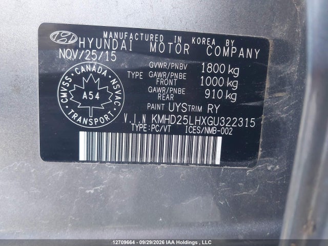 2016 Hyundai Elantra Gt Gl მანქანა იყიდება აუქციონზე, vin: KMHD25LHXGU322315, აუქციონის ნომერი: 12709664