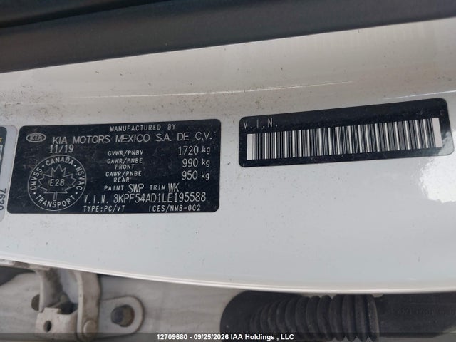 12709680 :رقم المزاد ، 3KPF54AD1LE195588 vin ، 2020 Kia Forte Ex مزاد بيع