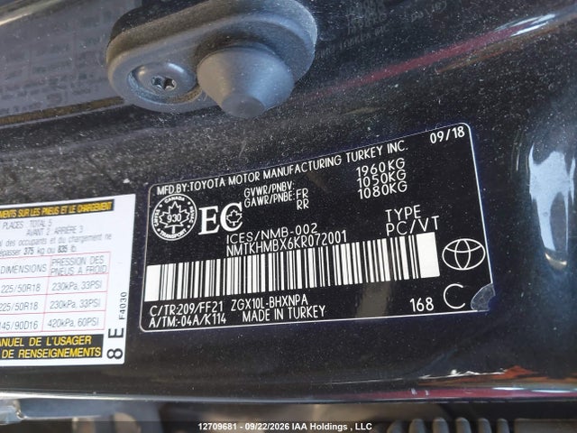 2019 Toyota C-hr Xle/le/limited მანქანა იყიდება აუქციონზე, vin: NMTKHMBX6KR072001, აუქციონის ნომერი: 12709681