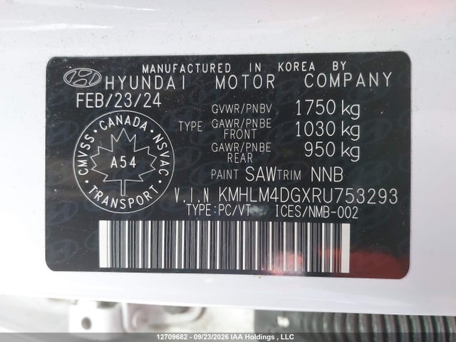 Aukcja sprzedaży 2024 Hyundai Elantra Sel, vin: KMHLM4DGXRU753293, numer aukcji: 12709682