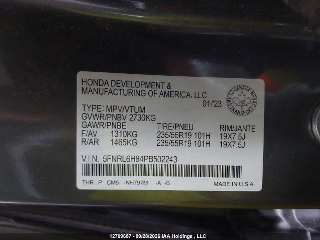 Honda Odyssey Touring 2023 5FNRL6H84PB502243 Image 23