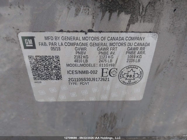 Chevrolet IMPALA 1LT 2018 2G1105S30J9172621 Image 9