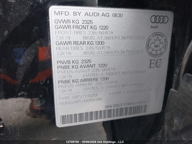 Продажа на аукционе авто 2021 Audi Q3 Premium Plus S Line 45, vin: WA1EECF31M1011965, номер лота: 12709705
