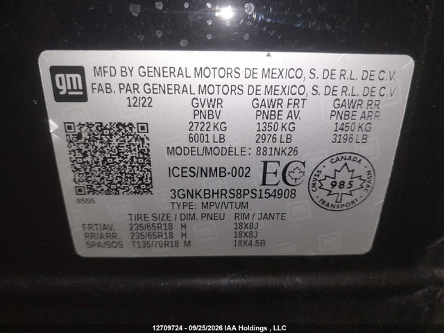 Aukcja sprzedaży 2023 Chevrolet Blazer Lt, vin: 3GNKBHRS8PS154908, numer aukcji: 12709724