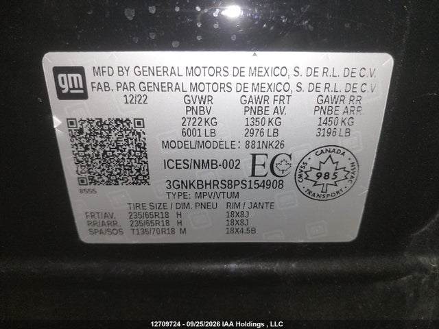 Aukcja sprzedaży 2023 Chevrolet Blazer Lt, vin: 3GNKBHRS8PS154908, numer aukcji: 12709724