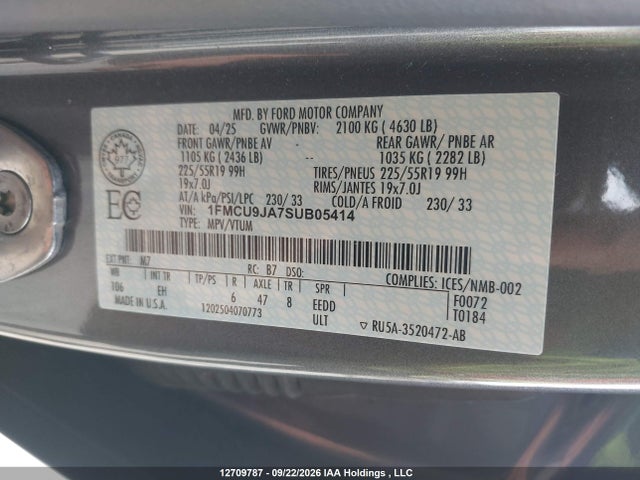 Ford Escape Platinum 2025 1FMCU9JA7SUB05414 Image 9