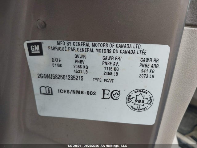 Продажа на аукционе авто 2006 Buick Allure Cxl, vin: 2G4WJ582661235215, номер лота: 12709801