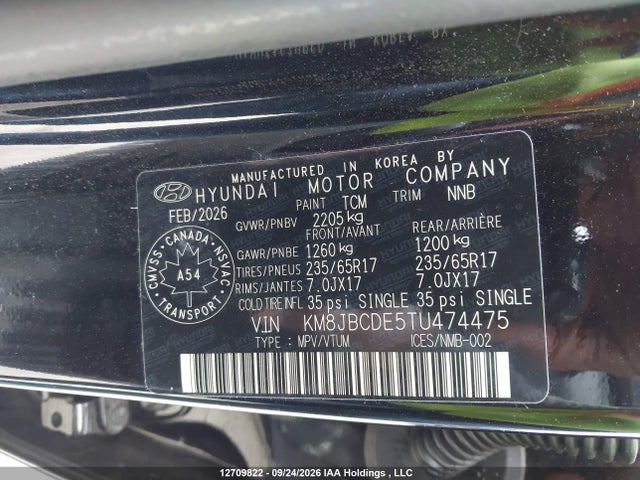 Продаж на аукціоні авто 2026 Hyundai Tucson Sel, vin: KM8JBCDE5TU474475, номер лоту: 12709822