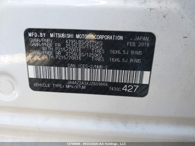Mitsubishi Outlander 2018 JA4AZ2A3XJZ609666 Image 9