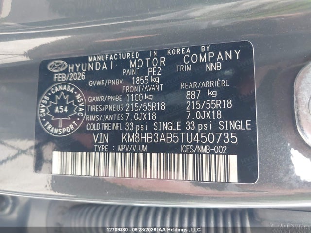 Продаж на аукціоні авто 2026 Hyundai Kona Preferred Fwd, vin: KM8HB3AB5TU450735, номер лоту: 12709880