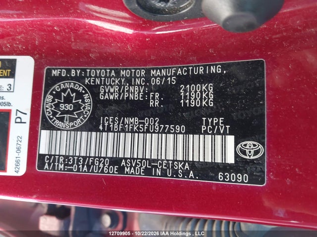 4T1BF1FK5FU977590 Toyota Camry Le/xle/se/xse