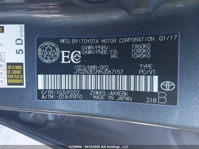 Toyota PRIUS V 2017 JTDZN3EU9HJ067157 Image 9