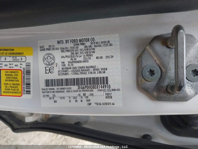 Ford FUSION SE 2014 3FA6P0HD8ER144910 Image 9