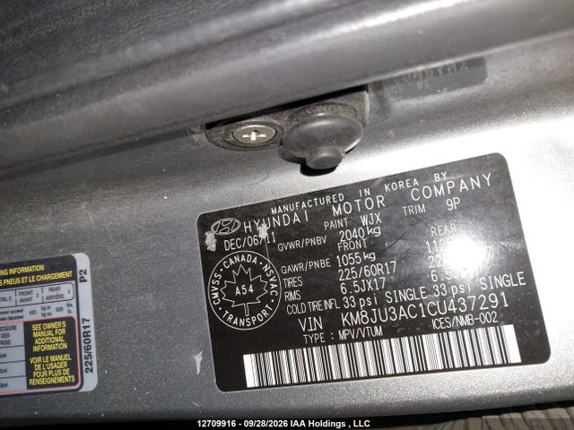 Aukcja sprzedaży 2012 Hyundai Tucson Gls, vin: KM8JU3AC1CU437291, numer aukcji: 12709916