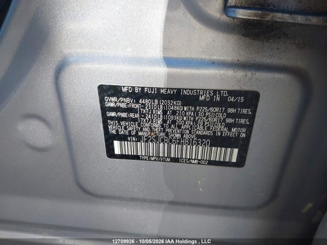 Subaru Forester 2.5i 2015 JF2SJCBC6FH816320 Image 9