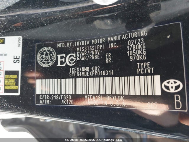 Toyota COROLLA LE 2023 5YFB4MDEXPP016314 Image 9