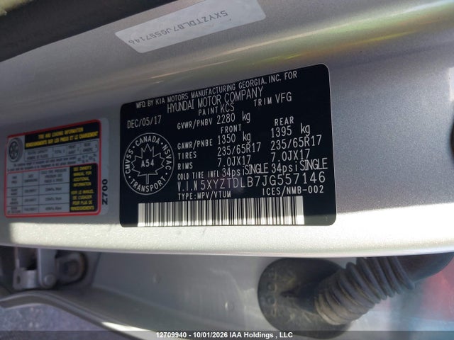Продаж на аукціоні авто 2018 Hyundai Santa Fe Sport, vin: 5XYZTDLB7JG557146, номер лоту: 12709940