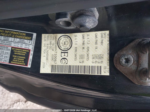 12709982 :رقم المزاد ، 1N6AD0CW6FN710067 vin ، 2015 Nissan Frontier Pro-4x/sv مزاد بيع