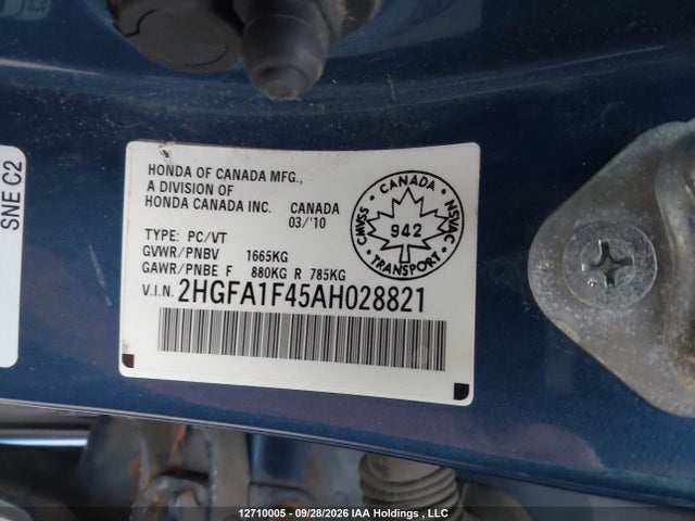 Продаж на аукціоні авто 2008 Honda Civic, vin: 2HGFA1F45AH028821, номер лоту: 12710005