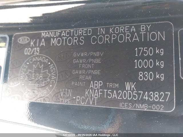 Продажа на аукционе авто 2013 Kia Forte Lx, vin: KNAFT5A20D5743827, номер лота: 12710006