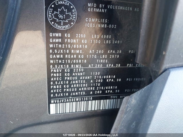 Продаж на аукціоні авто 2014 Volkswagen Tiguan S/se/sel/r-line, vin: WVGJV3AX8EW513516, номер лоту: 12710026