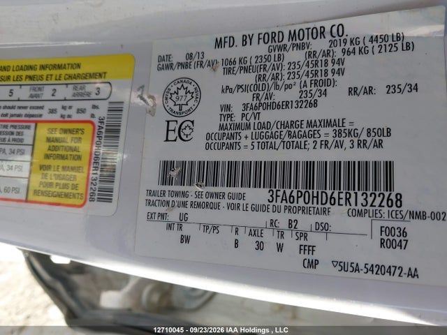 Продаж на аукціоні авто 2014 Ford Fusion Se, vin: 3FA6P0HD6ER132268, номер лоту: 12710045