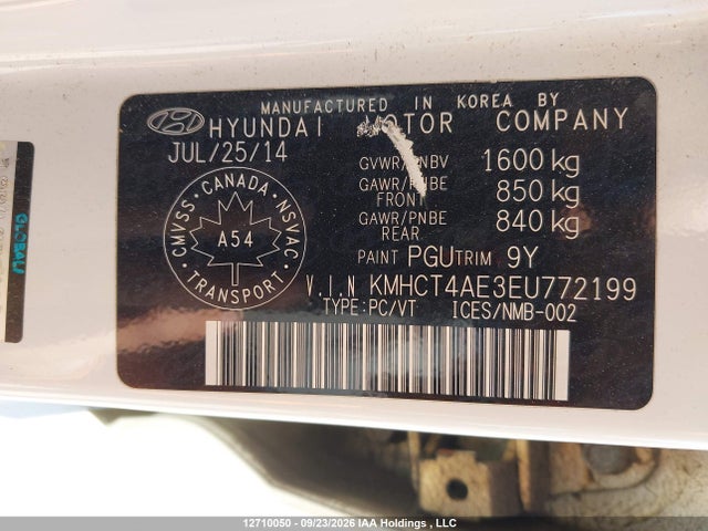 Aukcja sprzedaży 2014 Hyundai Accent Gl, vin: KMHCT4AE3EU772199, numer aukcji: 12710050