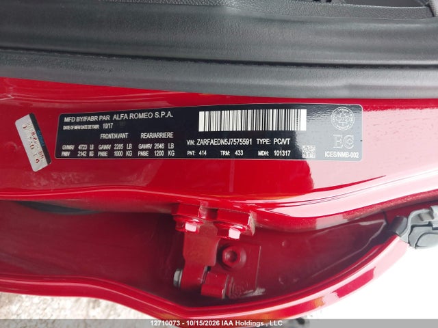 Alfa Romeo Giulia Q4 2018 ZARFAEDN5J7575591 Image 9