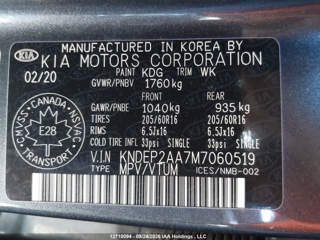 Продажа на аукционе авто 2021 Kia Seltos Lx, vin: KNDEP2AA7M7060519, номер лота: 12710094