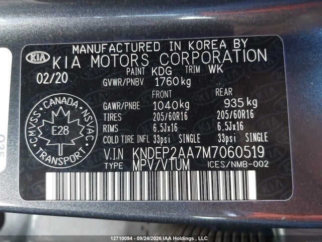 Продажа на аукционе авто 2021 Kia Seltos Lx, vin: KNDEP2AA7M7060519, номер лота: 12710094