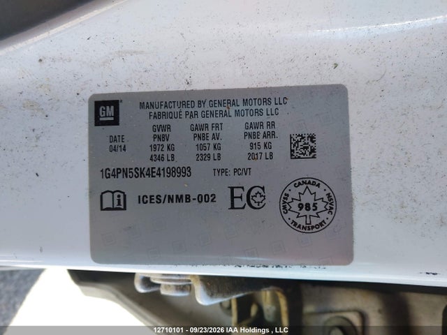 Продажа на аукционе авто 2014 Buick Verano, vin: 1G4PN5SK4E4198993, номер лота: 12710101