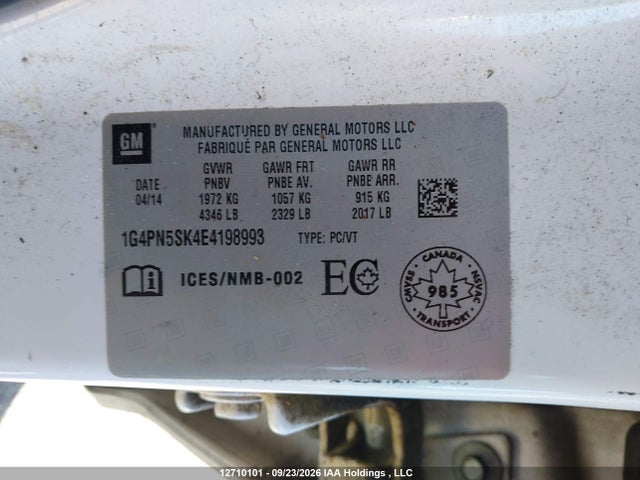 Продажа на аукционе авто 2014 Buick Verano, vin: 1G4PN5SK4E4198993, номер лота: 12710101