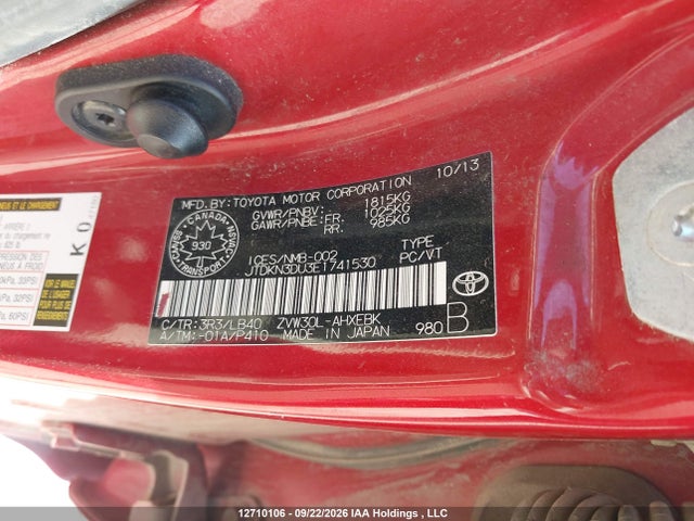 Toyota Prius 2014 JTDKN3DU3E1741530 Image 9