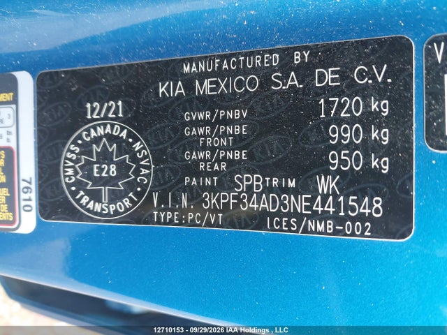 KIA Forte 2022 3KPF34AD3NE441548 Image 9