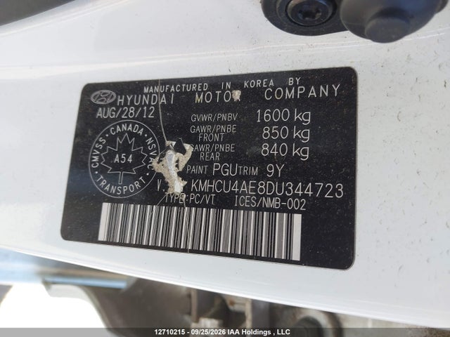 2013 Hyundai Accent Gls/se მანქანა იყიდება აუქციონზე, vin: KMHCU4AE8DU344723, აუქციონის ნომერი: 12710215