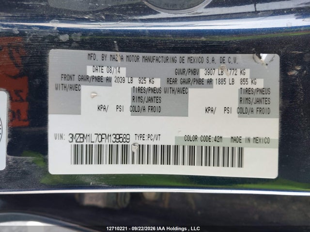 Продаж на аукціоні авто 2015 Mazda 3 Touring, vin: 3MZBM1L70FM139589, номер лоту: 12710221